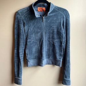 Juicy Couture velour zip moto jacket